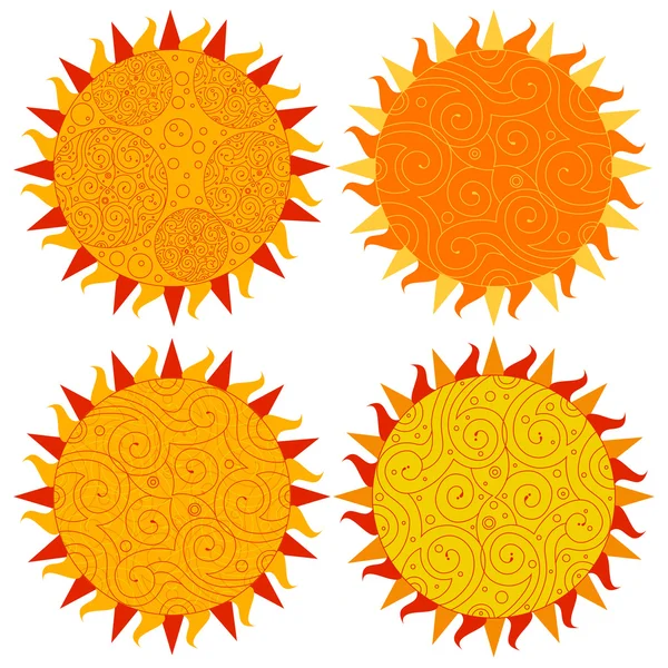 Conjunto de iconos del sol aislados sobre fondo blanco. Ilustración vectorial en el día del sol . — Archivo Imágenes Vectoriales