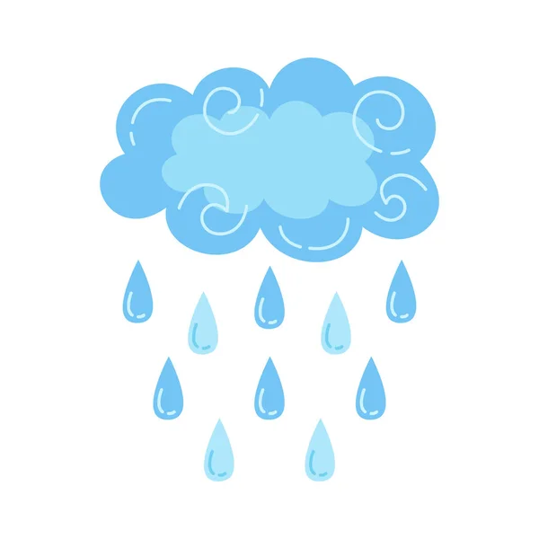 Cloud with rain weather cartoon style vector