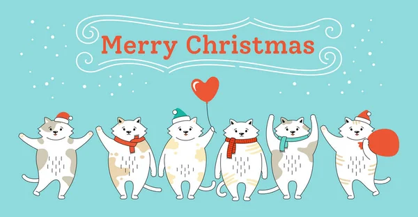 圣诞贺卡猫咪卡通病媒 — 图库矢量图片