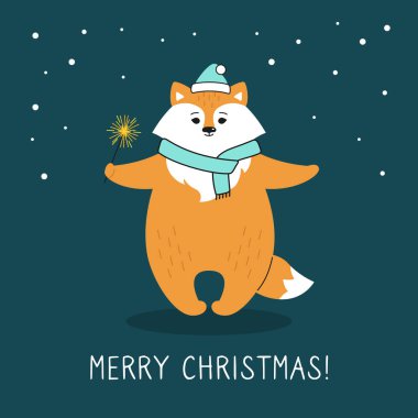 Selamlar Noel kartı tilki yeni yıl maytapları.