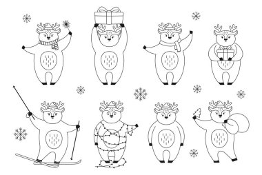 Noel geyiği çizgisi Yeni Yıl sevimli ren geyiklerini belirledi