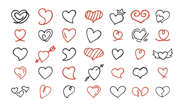 Corazón garabato boceto boceto esquema dibujado a mano — Vector de stock