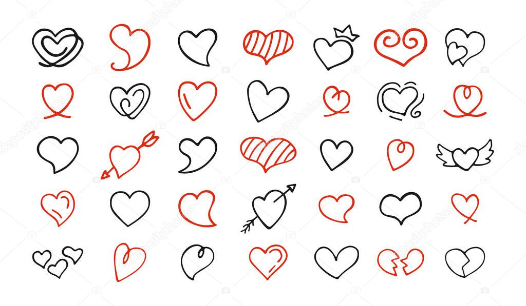 Heart doodle grunge sketch icon outline hand drawn