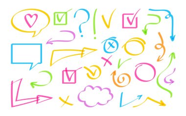 Ok konuşma kabarcığı el tasarım ögesi ayarlandı