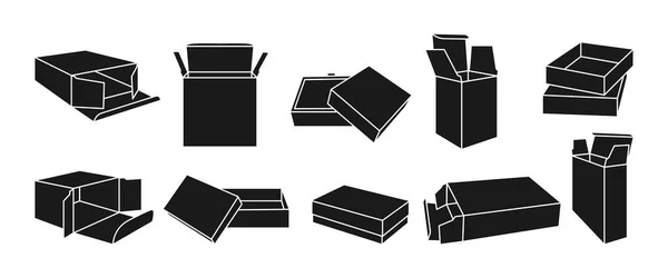 Şablon kara kutu glifleri ürün siluetini ayarlar — Stok Vektör
