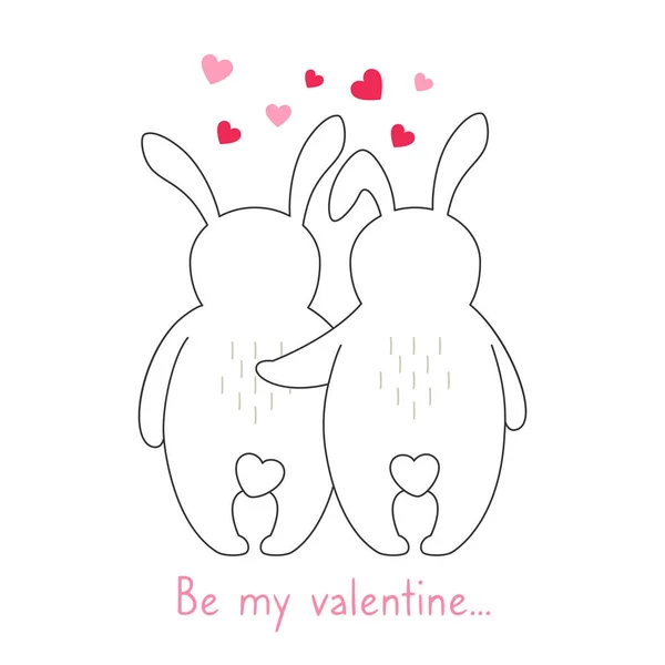 ハッピーバレンタイングリーティングカード動物ウサギの愛 — ストックベクタ