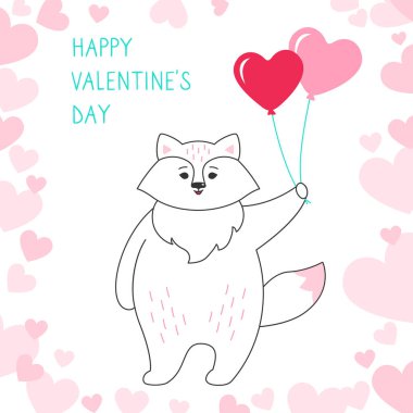 Fox hava balonu Mutlu Sevgililer Günü tebrik kartı