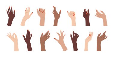 Manikürlü çiviler çok ırklı kol vektörünü ayarladı