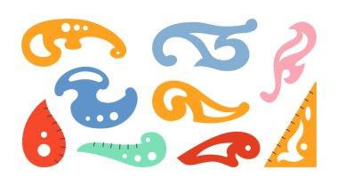 Çizgi film dikiş şablon şablon set vektörü