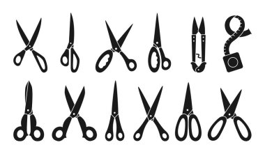 Makas siyah kabartma çift kesme sanatı vektörü