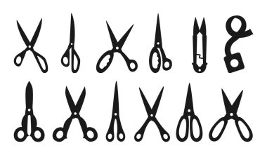 Makas siluet set çift kesme zanaat vektörü