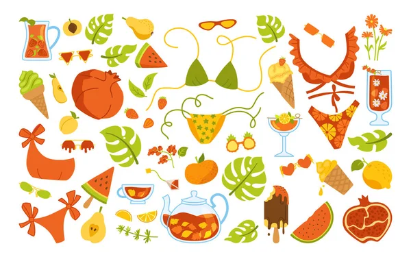 Yaz tarzı karikatür set plaj partisi vektörü