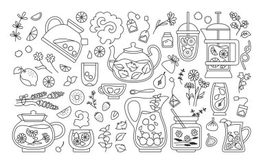 Çay, kokteyl, siyah çizgi, bardak, çaydanlık.