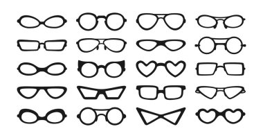 Glasses classic shape stylish shape set vector