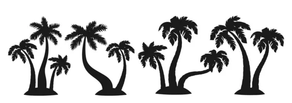 Tropical isla palmeras conjunto de dibujos animados vector — Archivo Imágenes Vectoriales