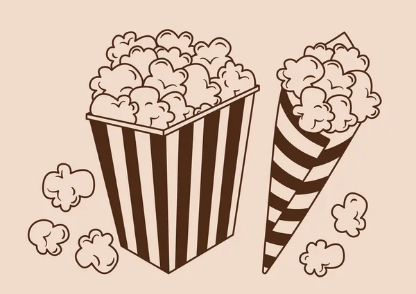 Patlamış mısır çizgi film menüsü klasik sinema düz vektörü