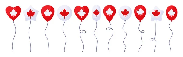 Balão Canadá dia cartoon conjunto vermelho vetor branco —  Vetores de Stock