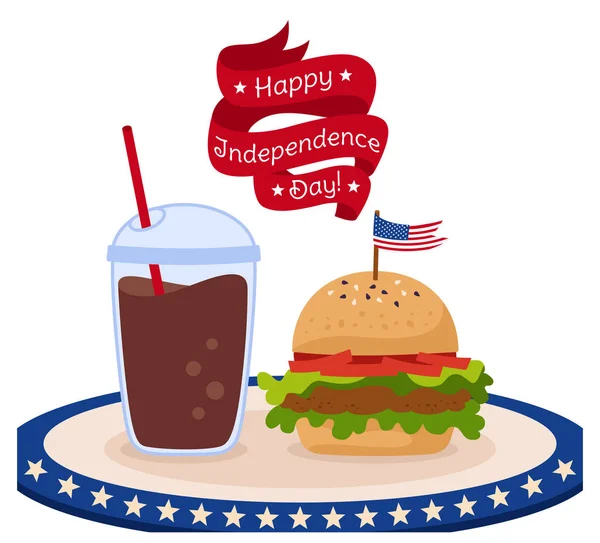 Tarjeta de comida rápida bandera Día de la Independencia Americana — Vector de stock