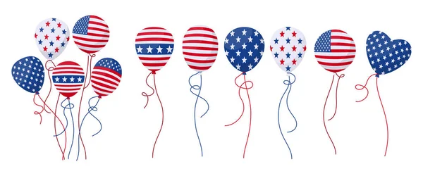 Globo EE.UU. bandera de dibujos animados conjunto de independencia americana — Vector de stock