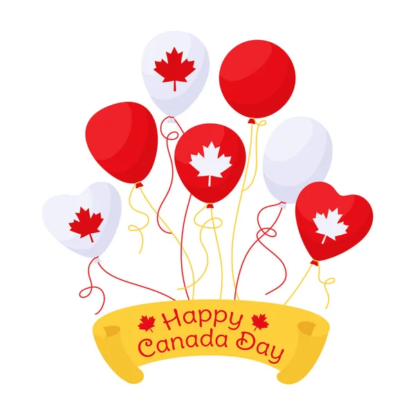Balão Canadá dia saudação cartão balão bandeira EUA —  Vetores de Stock