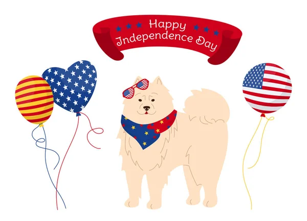 Día de la Independencia Americana conjunto de dibujos animados mascota vector — Vector de stock