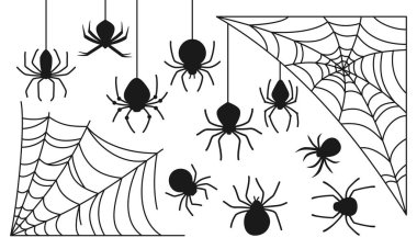 Örümcek ağı örümceği Cadılar Bayramı Korkunç düz bir ağ vektörü