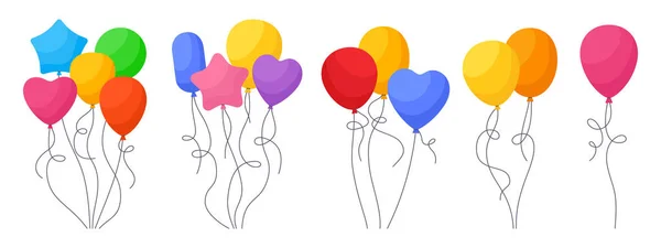 Ballon Geburtstag Farbe Cartoon Set Regenbogen-Vektor — Stockvektor