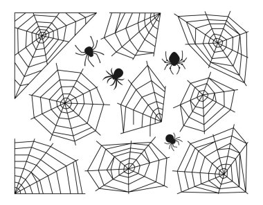Örümcek ağı Cadılar Bayramı ağ siyah set korkunç vektörü