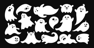 Ghost spook horror silhouette set Halloween vector