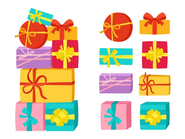 礼品盒堆生日派对套件堆栈礼物 — 图库矢量图片