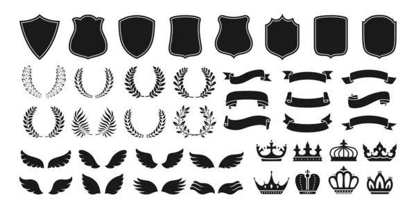 Heraldry vintage rozet simgesi, taç kanadı.