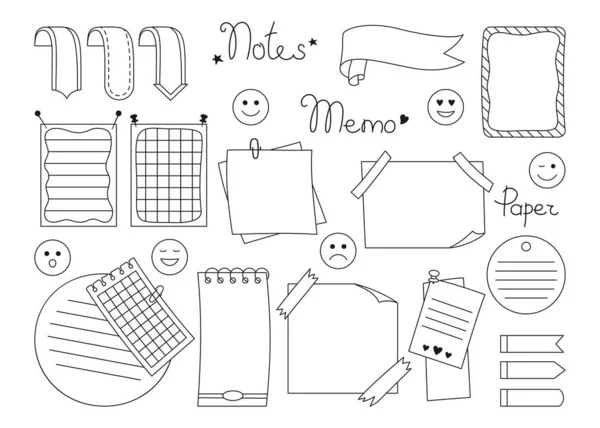 Notebook papel pegajoso nota set pegatina bloc de notas pin — Archivo Imágenes Vectoriales