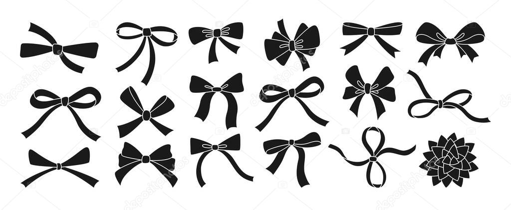 Bow ribbon black glyph set decoration packaging