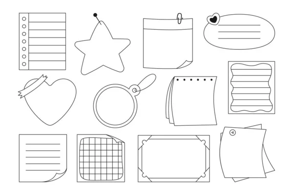 Notebook papel pegajoso nota set pegatina bloc de notas pin — Vector de stock