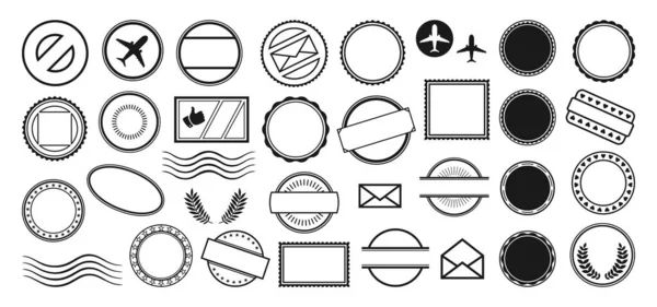 Timbre postal rétro vide cadre set symbole étiquette — Image vectorielle