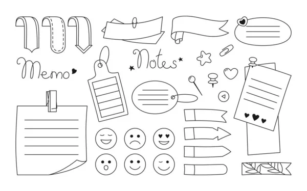 Notebook papel pegajoso nota set pegatina bloc de notas pin — Vector de stock