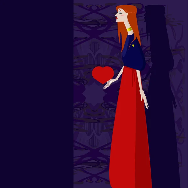 Иллюстрации девушки с сердцем — стоковый вектор