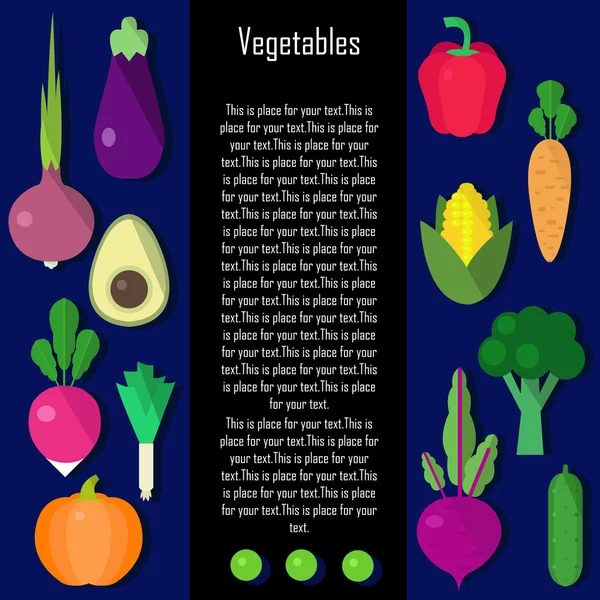 Ilustração de alimentos orgânicos. Coleta vetorial de frutas e legumes frescos e saudáveis — Vetor de Stock
