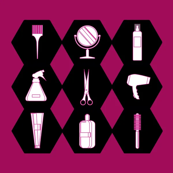 Conjunto de ferramentas de cabeleireiro — Vetor de Stock