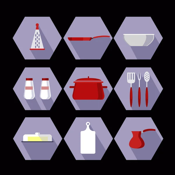 Кухонні предмети та значки аксесуарів — стоковий вектор