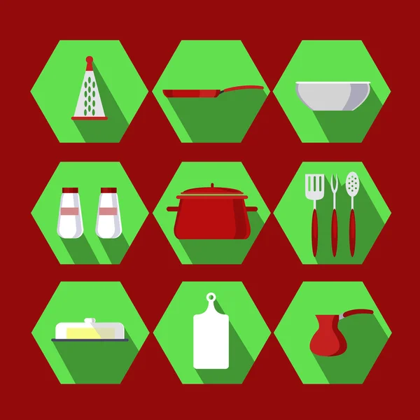Кухонні предмети та значки аксесуарів — стоковий вектор