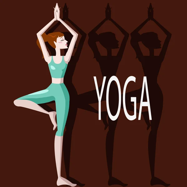 Illustration von Mädchen in Yoga-Posen — Stockvektor