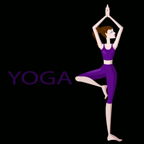 Illustration de fille dans des poses de yoga — Image vectorielle