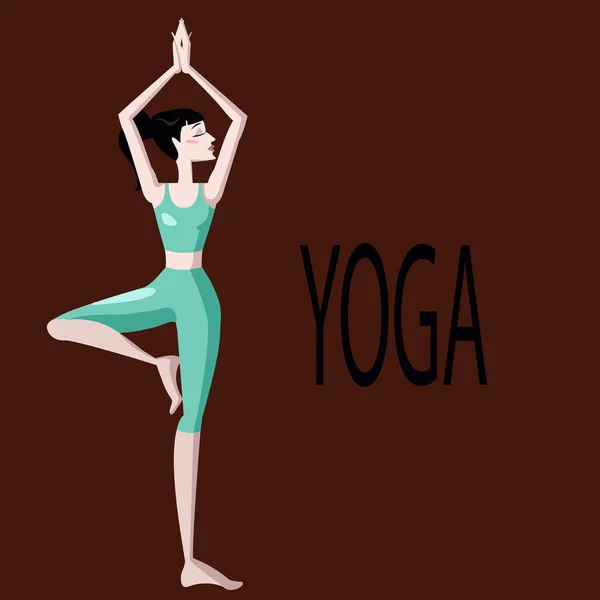 Illustration de fille dans des poses de yoga — Image vectorielle