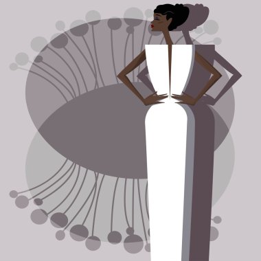 Renkli resimde bir kız. Sevimli çizgi vektör çizim.