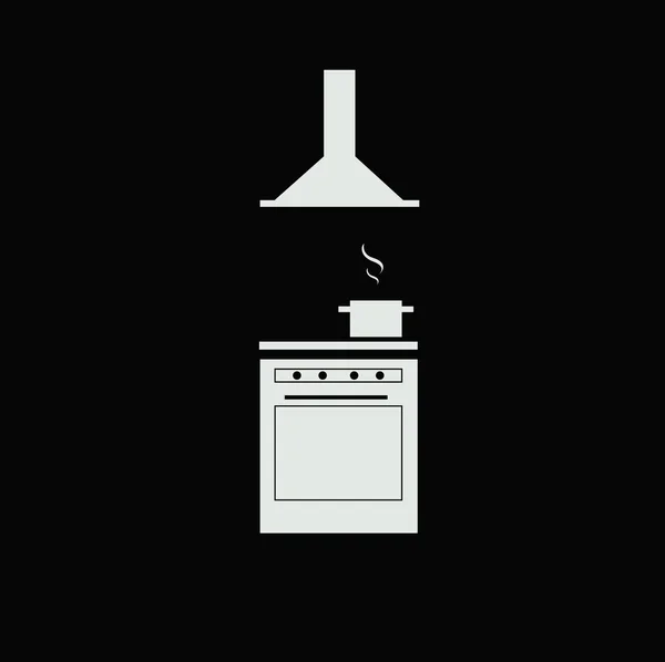 Muebles y utensilios de cocina. Silueta interior de la cocina. Ilustración de estilo plano . — Vector de stock