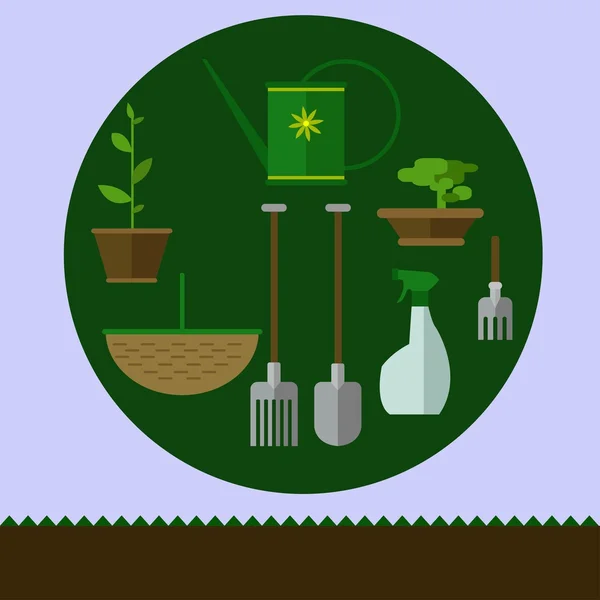 Herramientas de jardinería colección web iconos en diseño plano . — Vector de stock