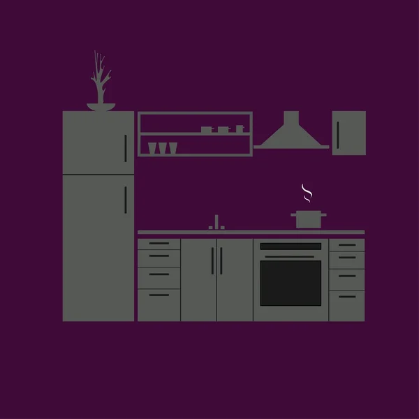 Cocina. Diseño interior de la cocina. Muebles de cocina modernos. Muebles de cocina aislados . — Vector de stock