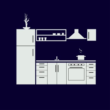 Mutfak. Mutfak iç tasarım. Modern mutfak mobilya. İzole mutfak mobilya. 