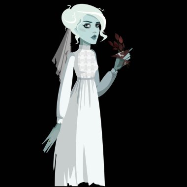 Ölü gelin. Cadılar Bayramı. Ölülerin günü. Vektör çizim kadınla.